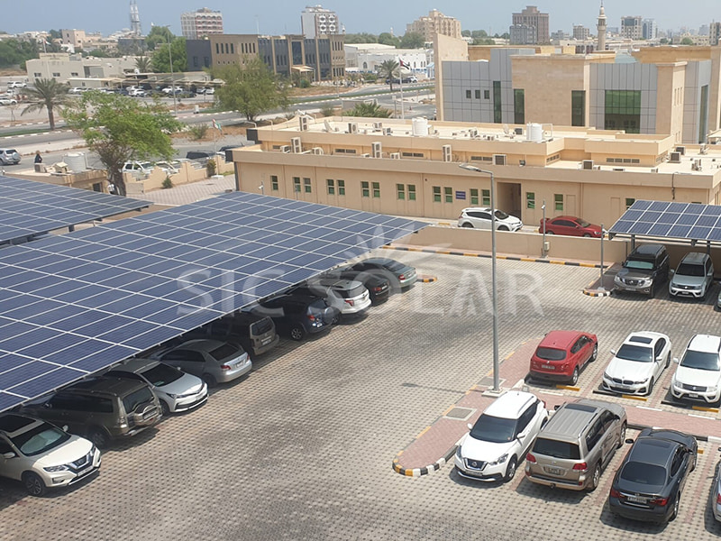Estruturas de estacionamento comerciais com painéis solares de 600 kW nos Emirados Árabes Unidos