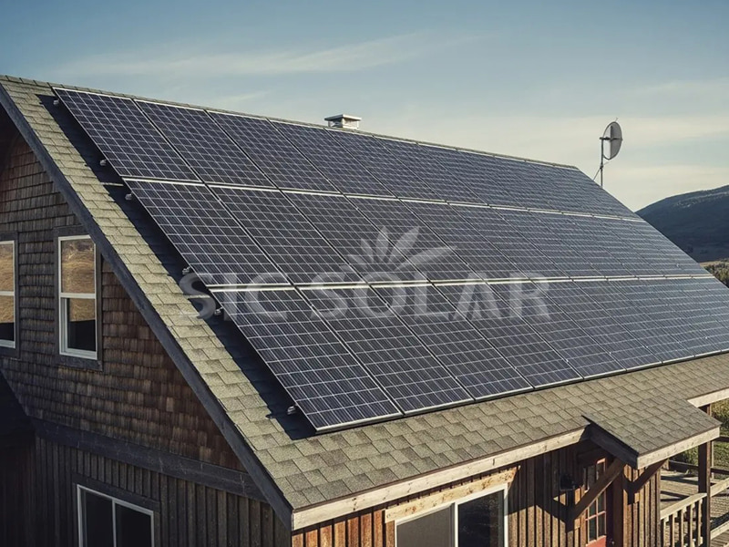 Instalação de painéis solares de 20 kW em um telhado de telhas na Finlândia